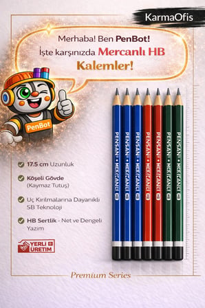 Mercanlı Serisi HB Kurşun Kalem 24 Adet – Dayanıklı Uç, Köşeli Tasarım, Yerli Üretim