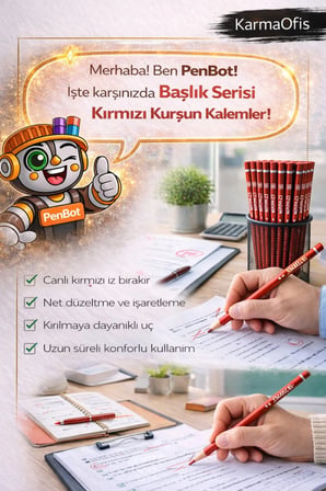 Kırmızı Başlık Kalemi HB 17,5 cm 12 Adet – Öğretmen Düzeltme Kalemi – Yerli Üretim