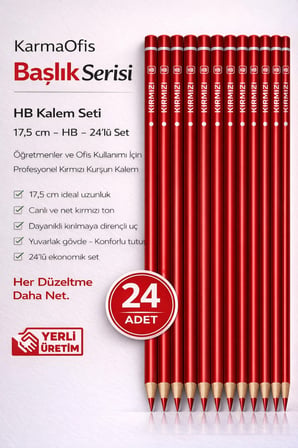Kırmızı Başlık Kalemi HB 17,5 cm 24 Adet – Öğretmen Düzeltme Kalemi – Yerli Üretim