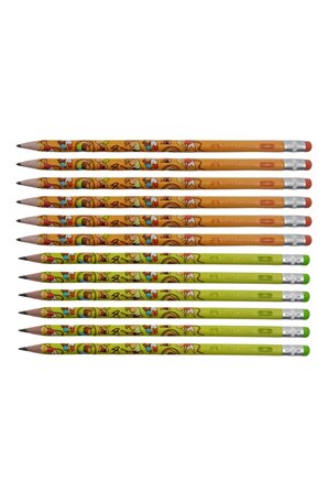 Faber Castell 2b Jimnastik Silgili Kurşun Kalem 12 Li - ( Yeşil-turuncu)