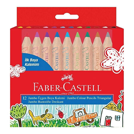 Faber-Castell Jumbo İlk Kuru Boya Kalemim Yarım Boy 12 Renk