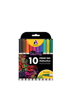 Prime Ink Multisurface 10'lu Klasik, Ergonomik Gövde,Yumuşak,Kolay Yazım,1.5 mm Yuvarlak Uç