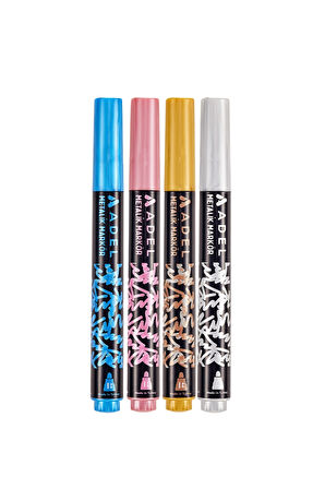 Metalik Markör 4'lü Set,Canlı Renkler, 4.6 mm Kalın Uç, Çok Yüzeyli Kullanım İçin İdeal