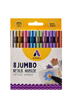 Metalik Markör 8'li Set,Canlı Renkler, 4.6 mm Kalın Uç, Çok Yüzeyli Kullanım İçin İdeal