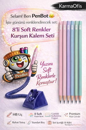 12’li Soft Pastel Kurşun Kalem Seti – HB Uç, Premium Mat Gövde, Ofis & Okul İçin Renkli Kalem