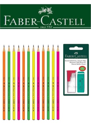 Faber-Castell 12'li Candy Kurşun Kalem ve Kutulu Kalemtıraş+Silgi Seti Blister
