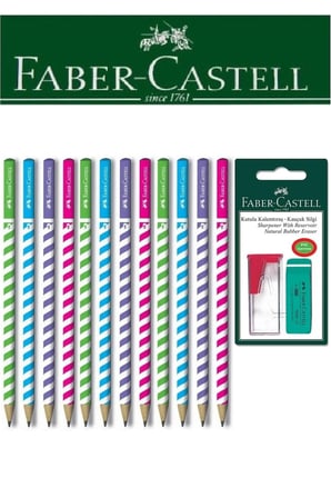 Faber-Castell 12'li Candy Roll Kalem ve Kutulu Kalemtıraş+Silgi Seti Blister