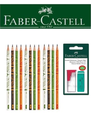 Faber-Castell 12'li Spor Kurşun Kalem ve Kutulu Kalemtıraş+Silgi Seti Blister