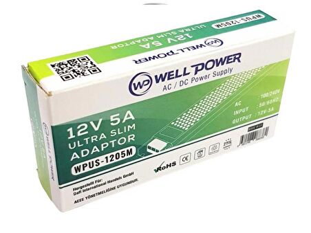 WellPower 12Volt 5Amper Adaptör Ultra Slim Led Trafosu