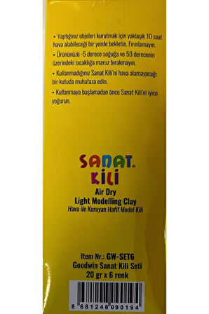 Sanat Kili Air Dry Light Modelling Clay 6 Renk X 20 gr
