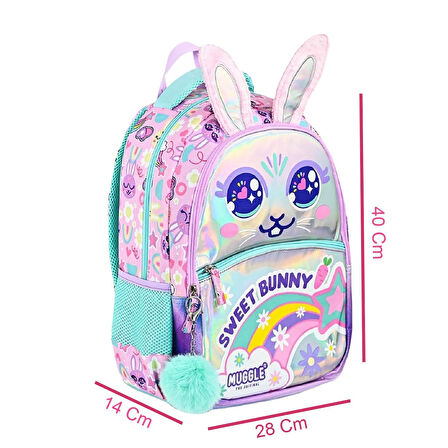 Muggle 2 Bölmeli Bunny Okul Çantası + Termoslu Beslenme Çantası + Kalemlik