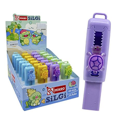 Mikro Turtles Sürgülü Silgi (ER-4529) 24 Adet
