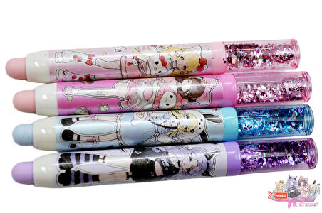 Mikro Anime Vibe Uzun Sürgülü Silgi Simli (ER-4581) 4 Adet