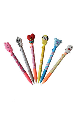 BT21 Karakterli 0.7 mm Uçlu Versatil Kalem (6 Adet)