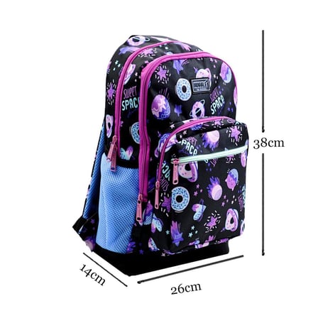 Muggle 4 Bölmeli Ot-Sweet Space Siyah Okul Sırt Çantası (MU-0228)