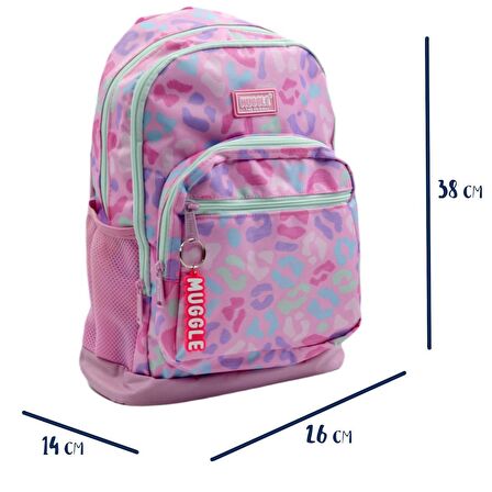 Muggle 4 Bölmeli Prapan Pembe Okul Sırt Çantası (MU-0242)