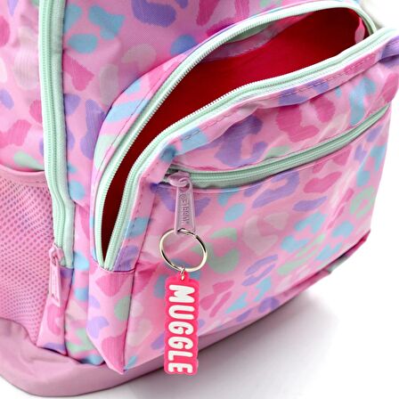 Muggle 4 Bölmeli Prapan Pembe Okul Sırt Çantası (MU-0242)