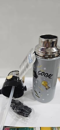 Muggle Çelik Matara Gri Siyah 600 ml Futbol Temalı