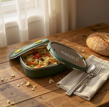 MS-06 304 Paslanmaz Çelik Geniş Tek Bölmeli Yemek Kabı 750 ml