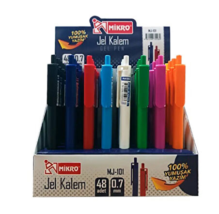 Mikro Basmalı Jel Tükenmez Kalem 0,7 Mavi Mj-101 - 6 adet