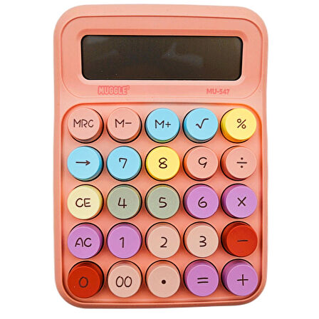 Muggle MU-547 Masaüstü 12 Haneli Pilli Hesap Makinesi Pembe 