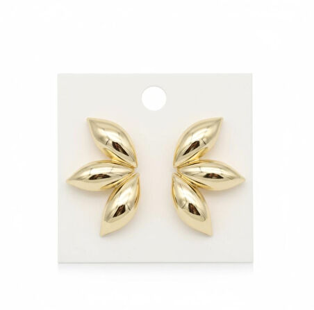 Kadın Gold Renk Çiçek Formlu Çelik Küpe