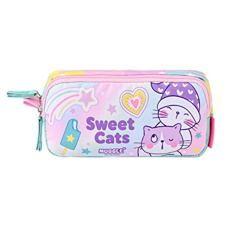 Muggle 2 Bölmeli Good Be Kind Kalemlik Pembe-Yeşil (MU-5737)
