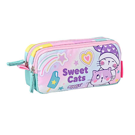 Muggle 2 Bölmeli Good Be Kind Kalemlik Pembe-Yeşil (MU-5737)