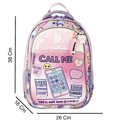 Muggle 3 Bölmeli Call Me Okul Sırt Çantası Lila (MU-5751)