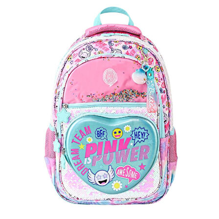 Muggle 4 Bölmeli Pink Power Okul Sırt Çantası Pembe (MU-5771)