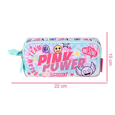 Muggle 2 Bölmeli Pink Power Kalemlik Pembe (MU-5773)