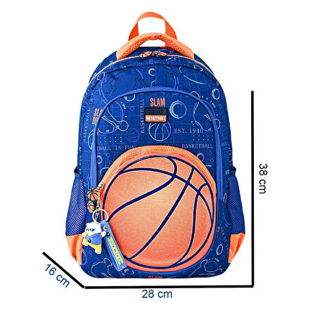 Muggle 3 Bölmeli Basketball Okul Sırt Çantası Mavi (MU-5880)