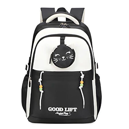 Muggle 3 Bölmeli Good Lift Kolej Okul Sırt Çantası Siyah (MU-1582)