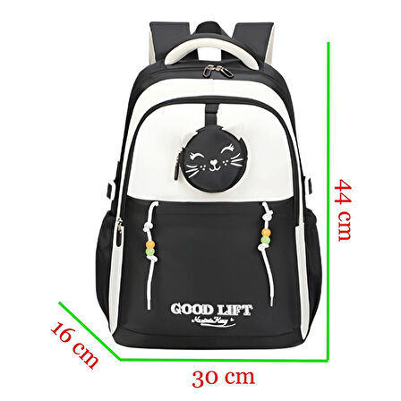 Muggle 3 Bölmeli Good Lift Kolej Okul Sırt Çantası Siyah (MU-1582)