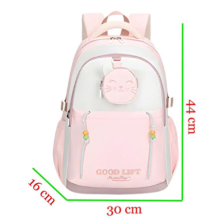 Muggle 3 Bölmeli Good Lift Kolej Okul Sırt Çantası Pembe (MU-1605)