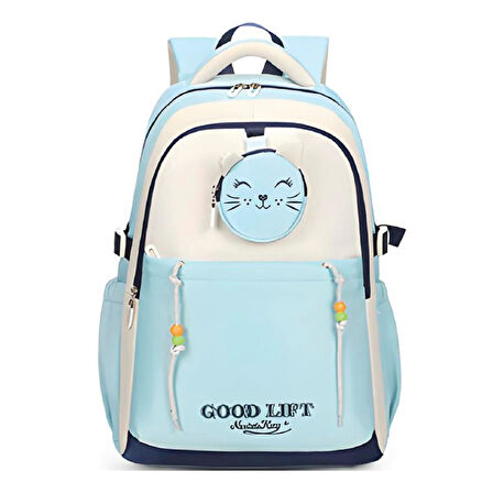 Muggle 3 Bölmeli Good Lift Kolej Okul Sırt Çantası Açık Mavi (MU-1629)