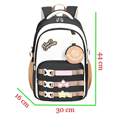 Muggle 3 Bölmeli Very Comfort Kolej Okul Sırt Çantası Siyah-Kahve (MU-1742)
