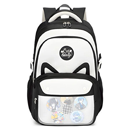 Muggle 3 Bölmeli Uniqe Cats Kolej Okul Sırt Çantası Siyah (MU-1827)