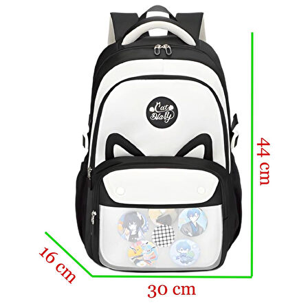 Muggle 3 Bölmeli Uniqe Cats Kolej Okul Sırt Çantası Siyah (MU-1827)