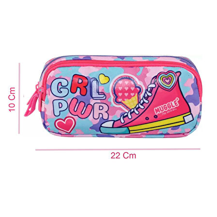 Muggle 2 Bölmeli Girl Power Kalemlik Pembe (MU-9016)