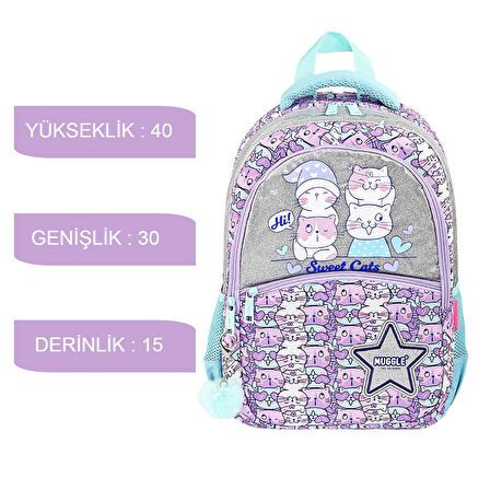 Muggle 3 Bölmeli Sweet Cats Okul Sırt Çantası MU-9063