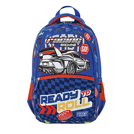 Muggle 3 Bölmeli Racing Machine Okul Sırt Çantası Lacivert (MU-9152)