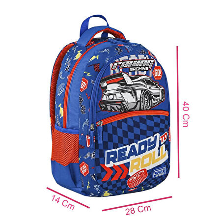 Muggle 3 Bölmeli Racing Machine Okul Sırt Çantası Lacivert (MU-9152)