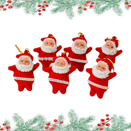 Yılbaşı Noel Baba Süs 6lı pk Kırmızı 5cm