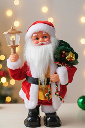 Yılbaşı Süsü Noel Baba Biblo Figür 25cm - Çuvalı ve Aksesuarları ile