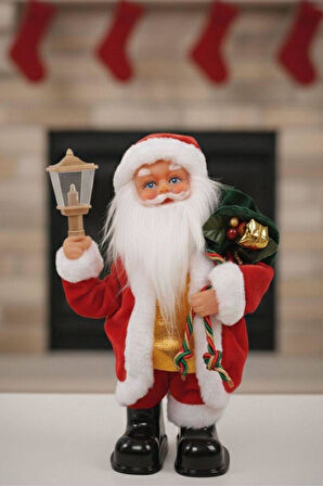 Yılbaşı Süsü Noel Baba Biblo Figür 25cm - Çuvalı ve Aksesuarları ile