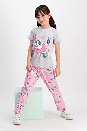 Kız Çocuk Gri Pijama Takımı