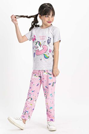 Kız Çocuk Gri Pijama Takımı