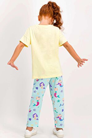 Sea Princess Açık Sarı Kısa Kollu Kız Çocuk Pijama Takımı