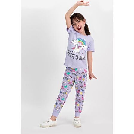 Believe Magic Lila Kız Çocuk Pijama Takımı